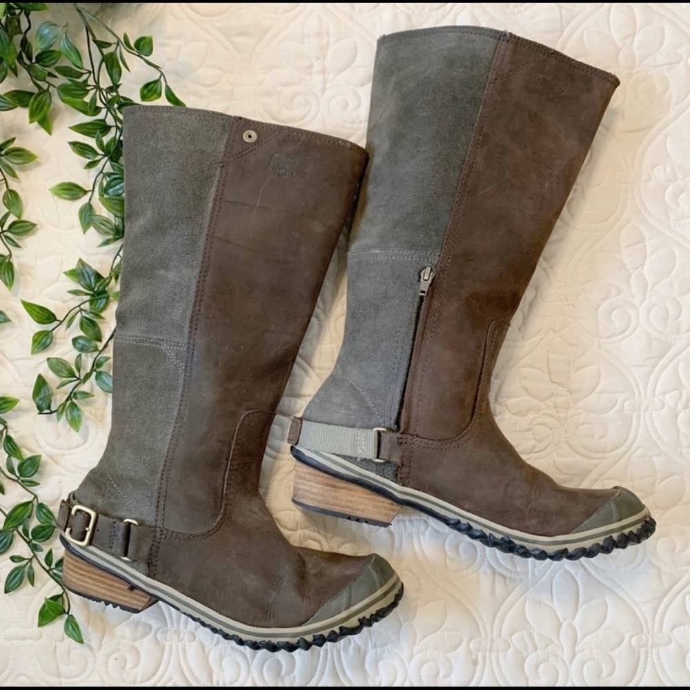 Sorel Leather Slim Waterproof Tall Boots Sz 9